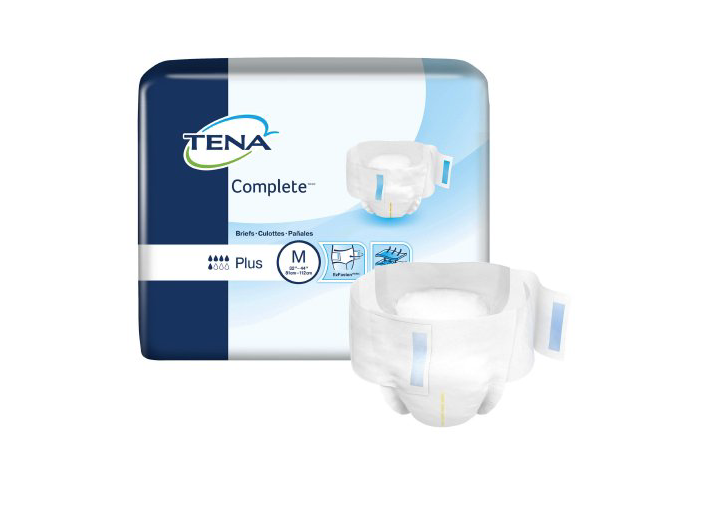 TENA Complete Incontinence Brief, Moderate Absorbency, Medium, 67320, Pack of 24