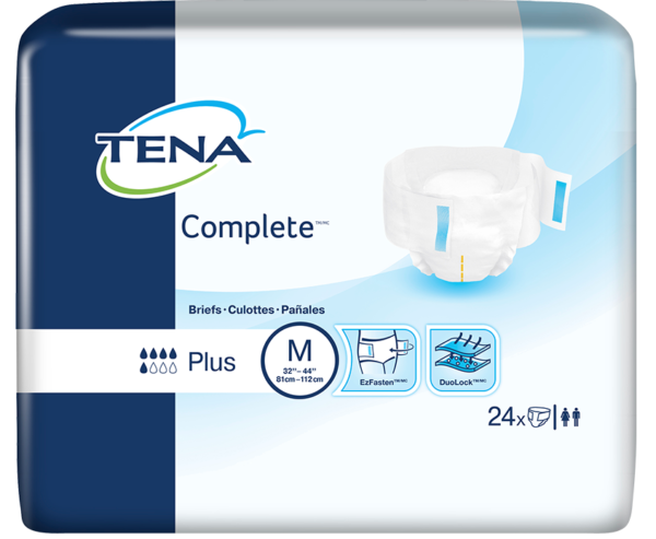 TENA Complete Incontinence Brief, Moderate Absorbency, Medium, 67320, Case of 72