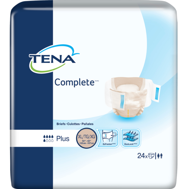 TENA Complete Incontinence Brief, Moderate Absorbency, X-Large, 67340, Case of 72