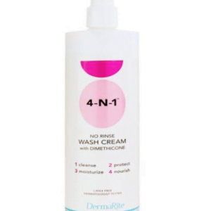 DermaRite 4-N-1 Body Wash Cream, Rinse-Free, 16 oz. Pump Bottle, Case of 12, Mfr# 00209