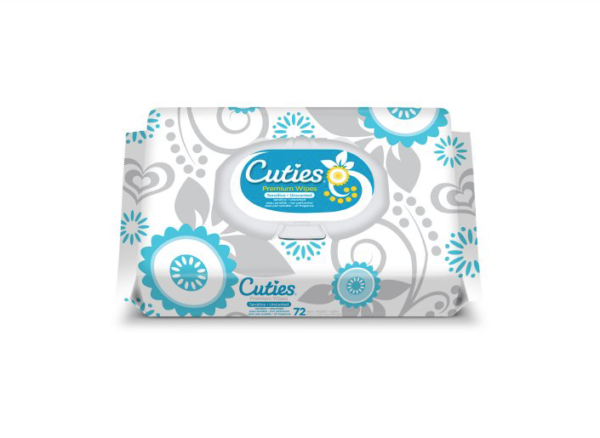Cuties Quilted Baby Wipes, Soft Pack, Sensitive Skin, Unscented, Case of 864