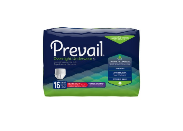 Prevail Overnight Pull On Underwear with Tear Away Seams, Small/Medium, Heavy Absorbency, Case of 64