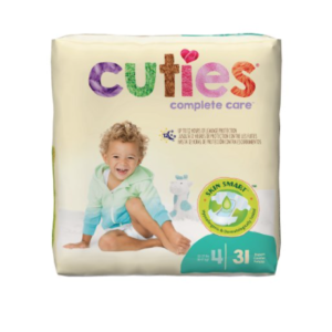 Cuties Baby Diapers, Size 4, Heavy Absorbency, Case of 124