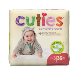 Cuties Baby Diapers, Size 3, Heavy Absorbency, Case of 144