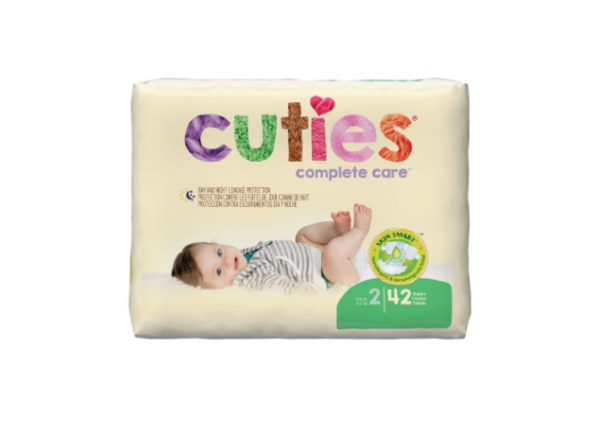 Cuties Baby Diapers, Size 2, Heavy Absorbency, Case of 168