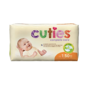 Cuties Baby Diapers, Size 1, Heavy Absorbency, Case of 200
