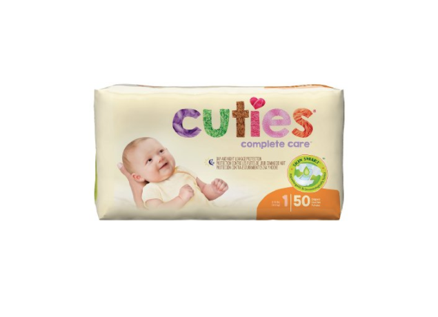 Cuties Baby Diapers, Size 1, Heavy Absorbency, Pack of 50