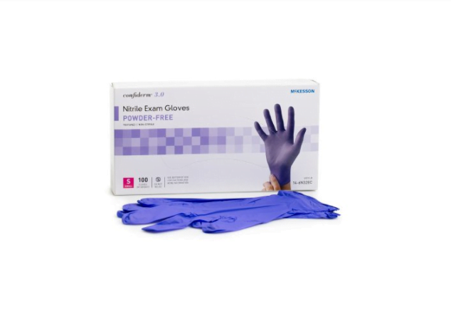 McKesson Confiderm 3 McKesson Confiderm 3.0 Nitrile Exam Gloves, Small, NonSterile, Standard Cuff Length, Case of 1000