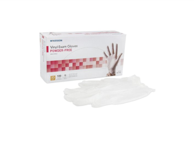 McKesson Vinyl Exam Glove, X-Small, NonSterile, Standard Cuff Length, Box of 100