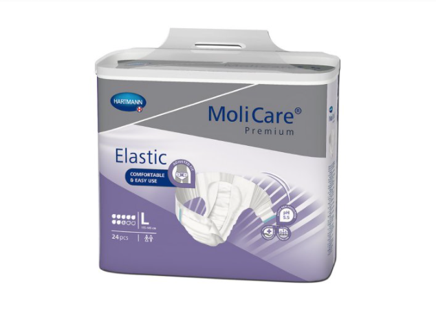 Molicare Premium Elastic 8D Tab Closure Adult Briefs, Large, Heavy Absorbency, Pack of 24