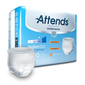 Attends Advanced Medium Pull On Underwear with Tear Away Seams, Heavy Absorbency, Pack of 20