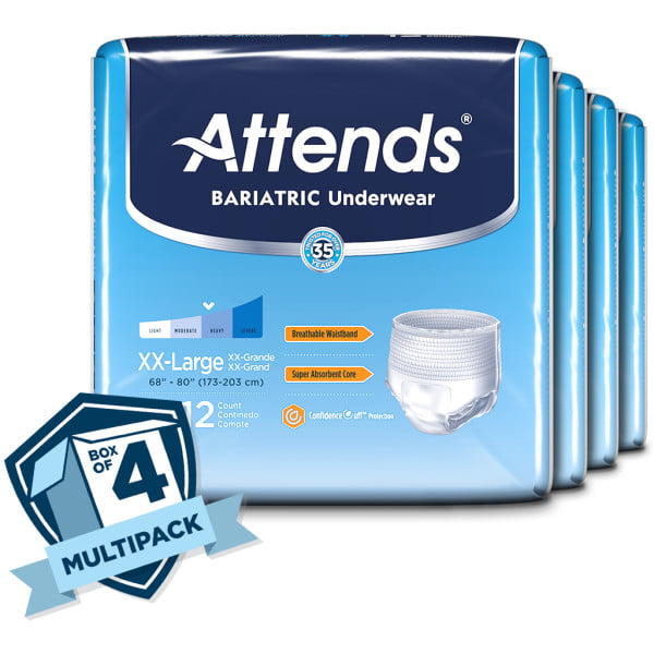 Attends Bariatric Pull On Underwear with Tear Away Seams, 2X-Large, Case of 48
