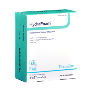 HydraFoam 2x2 Inch Hydrophilic Foam Dressing, Sterile, Box of 10