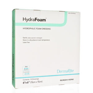 HydraFoam 6x6 Inch Hydrophilic Foam Dressing, Sterile, Box of 10