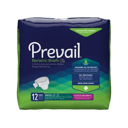 Prevail Adult Bariatric Brief, Size A, Heavy Absorbency, Case of 48