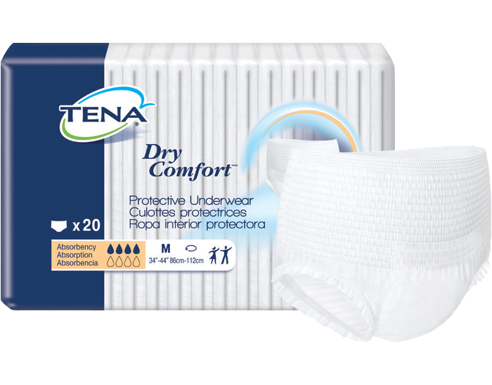 TENA Dry Comfort Protective Incontinence Underwear, Moderate Absorbency, Medium, Case of 80