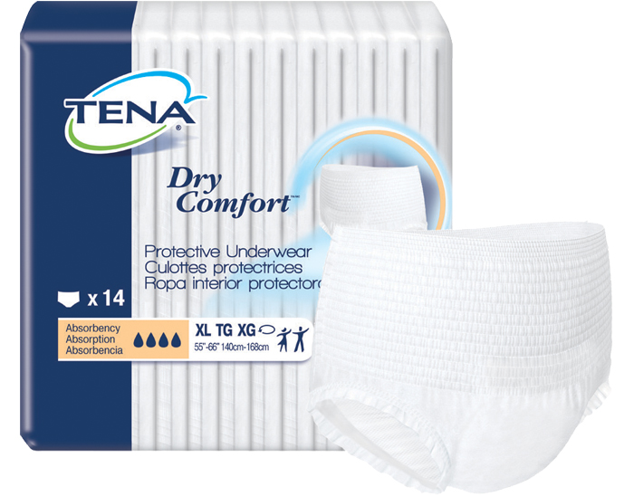 TENA Dry Comfort Protective Incontinence Underwear, Moderate Absorbency, X-Large, Pack of 14