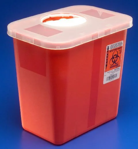 SharpSafety Sharps Container, 2 Gal., Clear Lid / Red Base, Case of 20