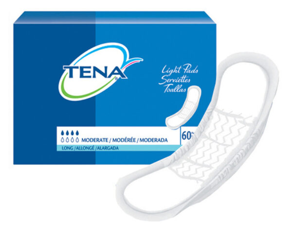TENA Light Incontinence Pads, Moderate Absorbency, 12 Inch Length, 41409, Case of 180