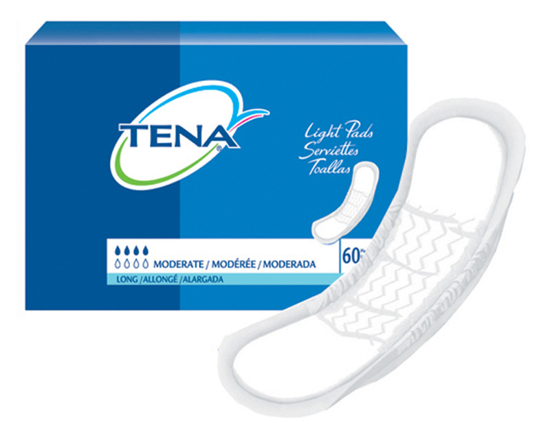 TENA Light Incontinence Pads, Moderate Absorbency, 12 Inch Length, 41409, Pack of 60
