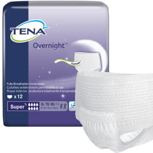 TENA Overnight Super Protective Incontinence Underwear, Maximum Absorbency, X-Large, 72427, Case of 48