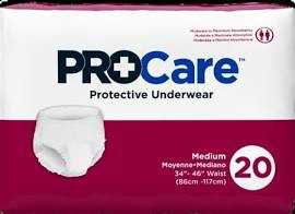 ProCare Adult Pull-On Underwear with Tear Away Seams, Medium, Moderate Absorbency, Case of 80