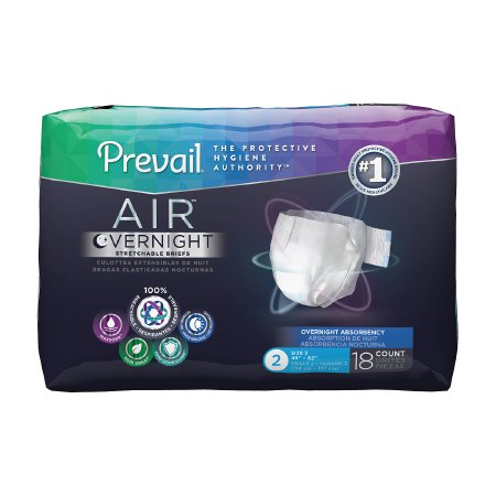 Prevail AIR Overnight Brief, Size 2, Heavy Absorbency, Case of 72