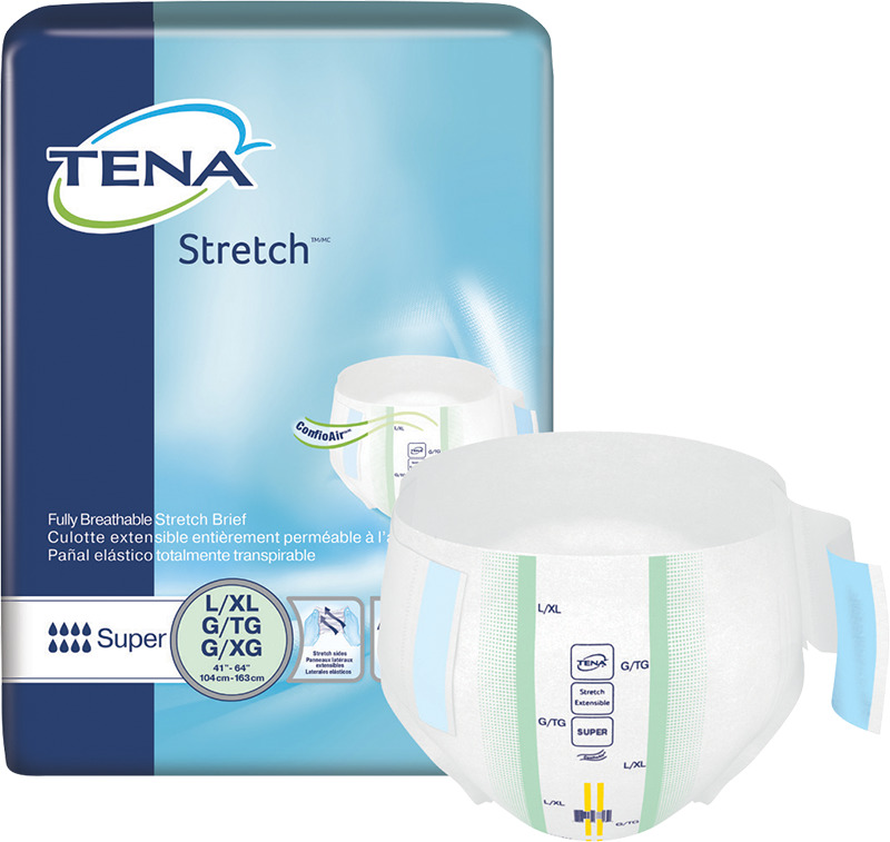 TENA Stretch Super Incontinence Brief, Maximum Absorbency, Large/X-Large, 67903, Case of 56