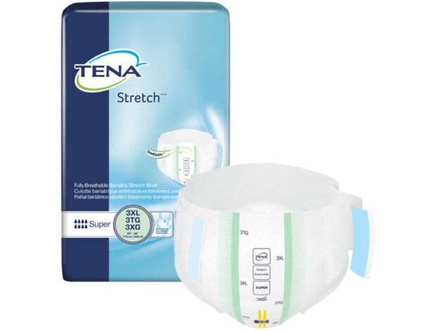 TENA Stretch Super Incontinence Briefs, Maximum Absorbency, Bariatric 3X-Large, Case of 32