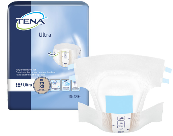 TENA Ultra Incontinence Brief, Moderate Absorbency, X-Large, 68010, Case of 60