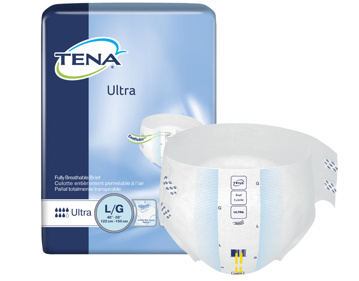 TENA Ultra Incontinence Brief, Moderate Absorbency, Large, 67300, Case of 80