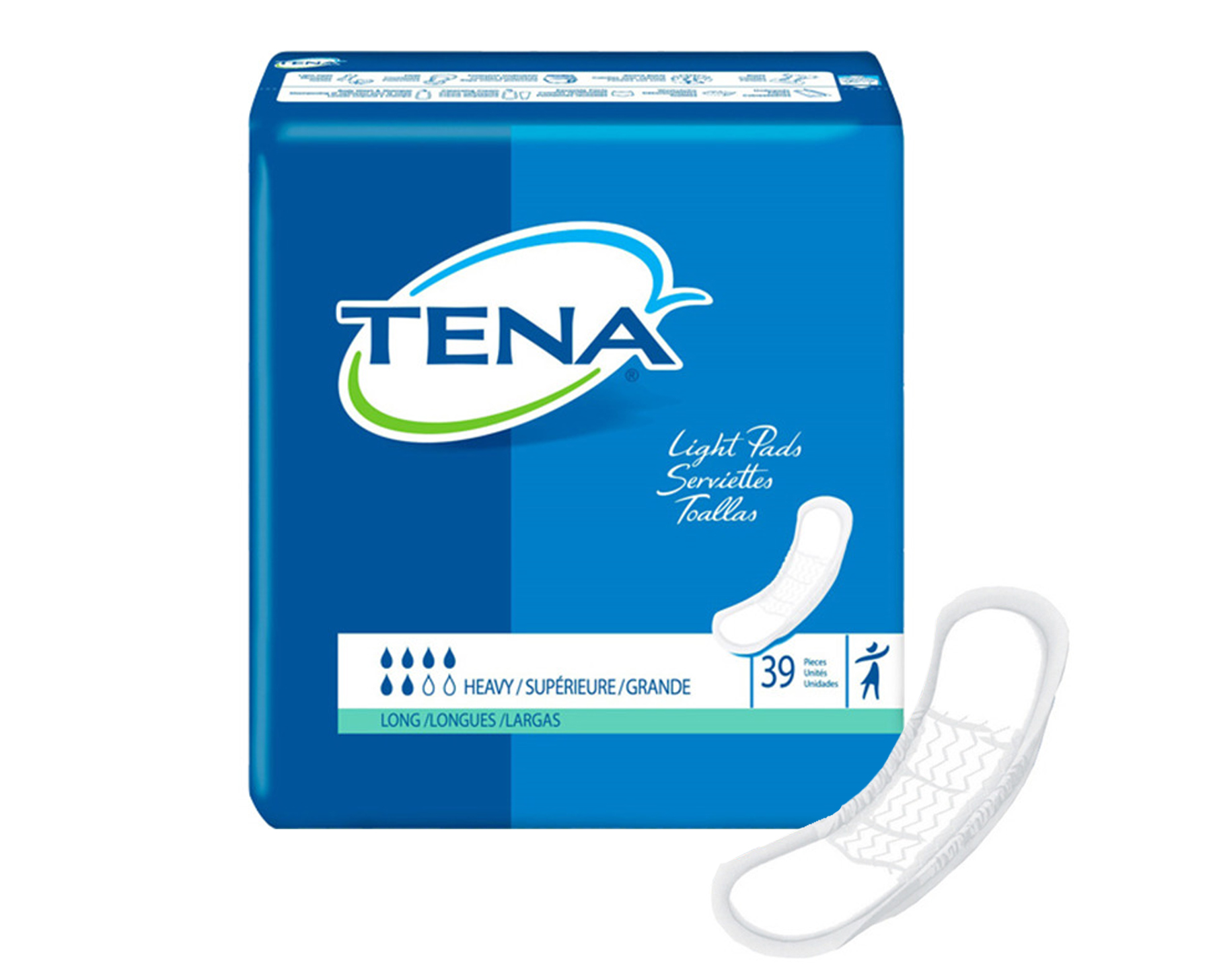 TENA Light Incontinence Pads, Heavy Absorbency, Long Length, 47619, Pack of 39