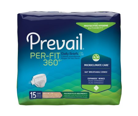 Prevail Per-Fit 360 Adult Brief, X-Large, Heavy Absorbency, Pack of 15