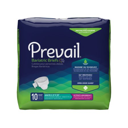 Prevail Adult Bariatric Brief, Size B, Heavy Absorbency, Pack of 10