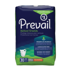 Prevail Belted Shields Adult Undergarment, One Size Fits Most, Light Absorbency, Case of 120
