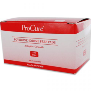 Povidone Iodine (Betadine Substitute) Prep Pads Box of 100