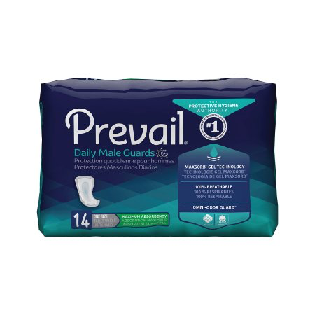 Prevail Daily Male Guards, One Size Fits Most, Heavy Absorbency, Case of 126