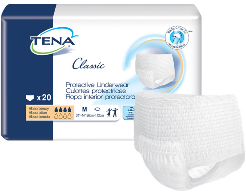 TENA Classic Protective Incontinence Underwear, Moderate Absorbency, Medium, 72513 Pack of 20