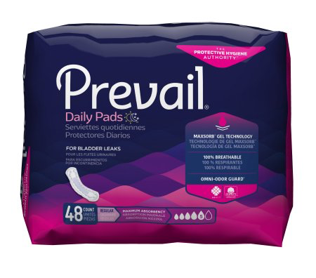 Prevail Daily Bladder Control Pads for Women, 11 Inch Length, Heavy Absorbency Case of 192