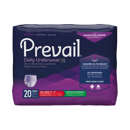 Prevail For Women Daily Underwear, Small/Medium, Heavy Absorbency Case of 80