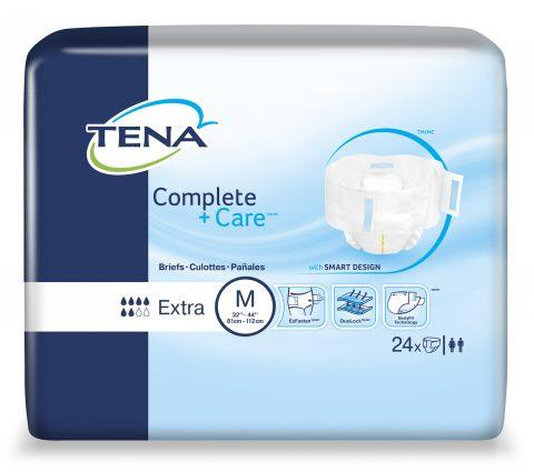 TENA Complete +Care Incontinence Brief, Moderate Absorbency, Medium, 69960, Pack of 24