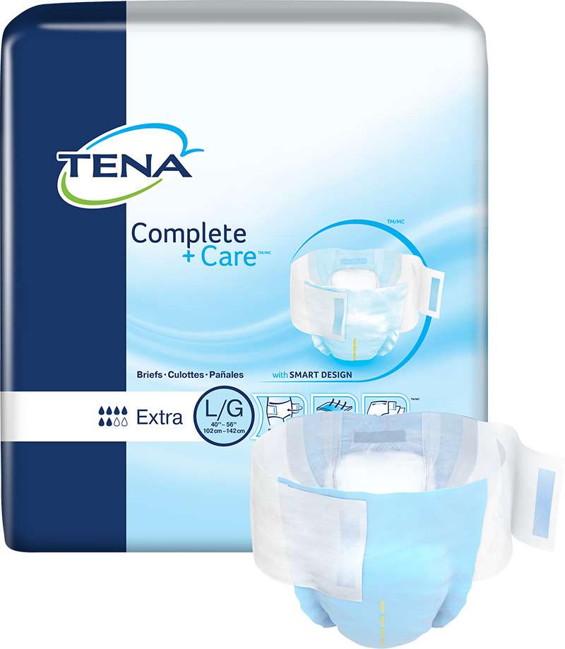 TENA Complete +Care Incontinence Brief, Moderate Absorbency, Large, 69970, Pack of 24