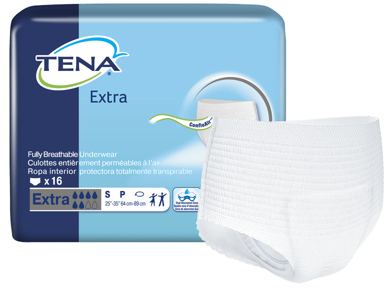 TENA Extra Protective Incontinence Underwear, Moderate Absorbency, Small, 72116, Case of 64