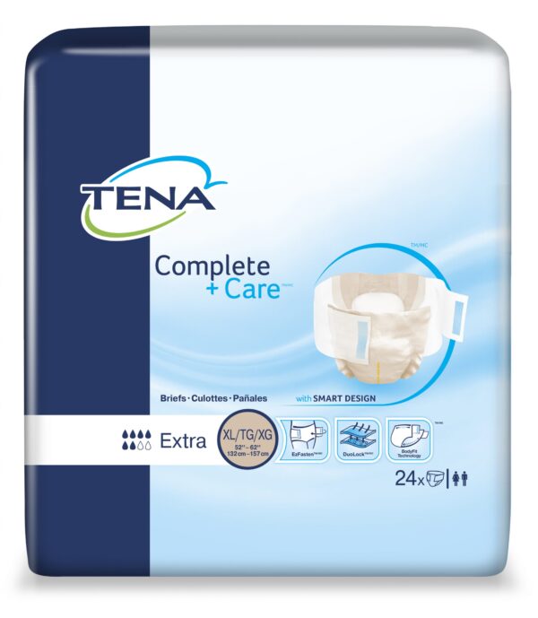TENA Complete +Care Incontinence Brief, Moderate Absorbency, X-Large, 69980, Case of 72