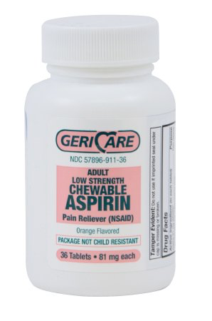 Geri-Care Chewable Aspirin Tabs, 81 mg Strength, Case of 12