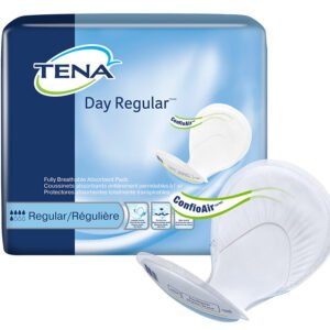 TENA Day Regular 2 Piece Heavy Incontinence Pad, Moderate Absorbency, Pack of 46, 62418