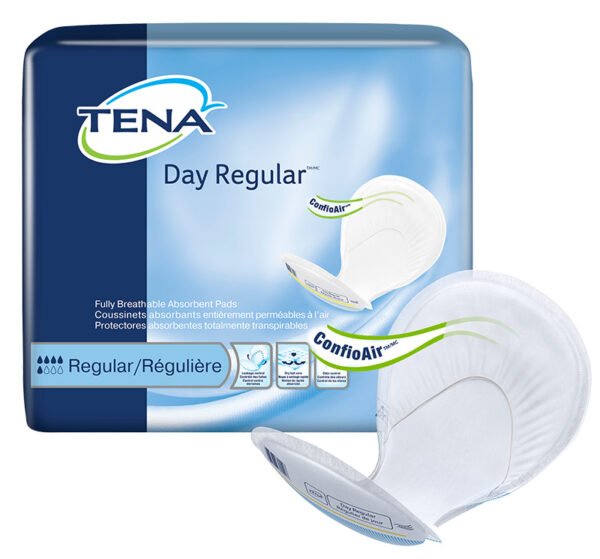 TENA Day Regular 2 Piece Heavy Incontinence Pad, Moderate Absorbency, Case of 92, 62418