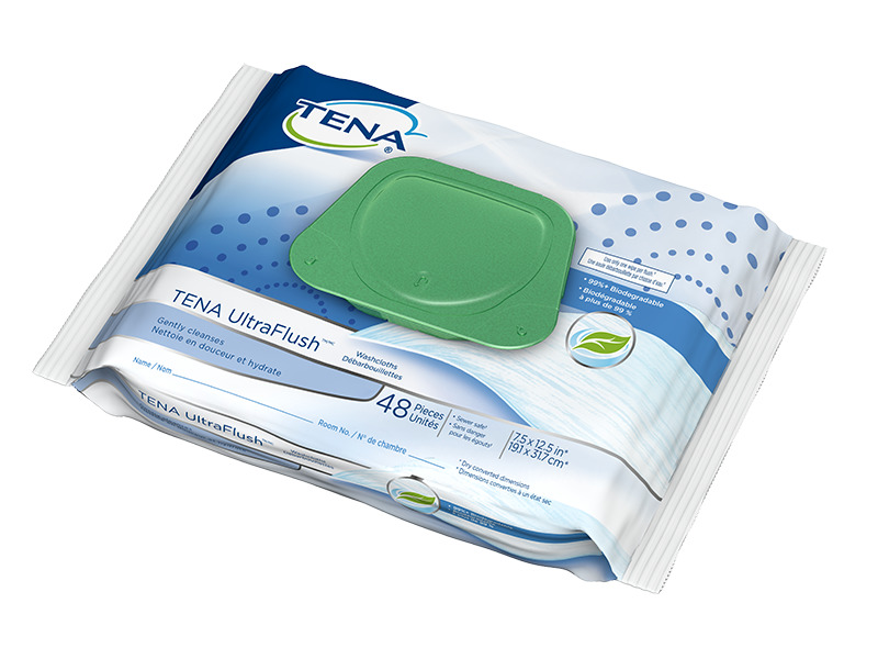 TENA UltraFlush Washcloth, Size: 7.9" x 12.5", Case of 576, 65726
