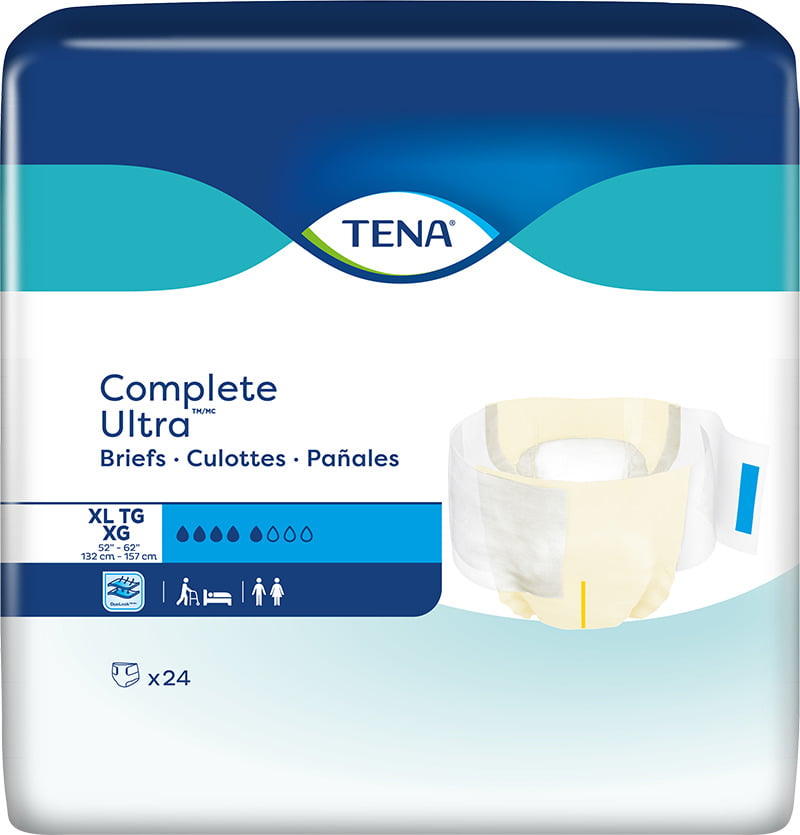 TENA Complete Ultra Incontinence Brief, Moderate Absorbency, X-Large, 67342, Case of 72 4 TENA Complete Ultra Incontinence Brief, Moderate Absorbency, X-Large, 67342, Case of 72