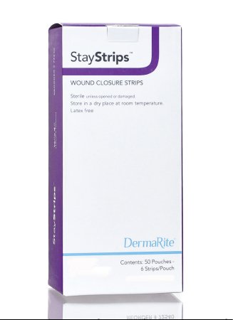 StayStrips Skin Wound Closure, 1/8"X3", Nonwoven Material, Box of 50